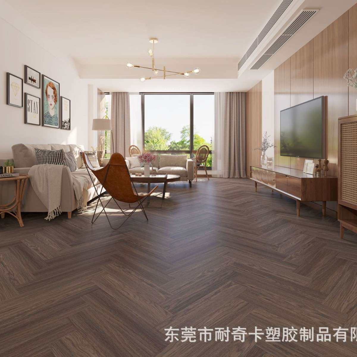 SPC石塑地板锁扣耐磨酒店翻新改造环保家用仿木PVC人字拼石晶地板