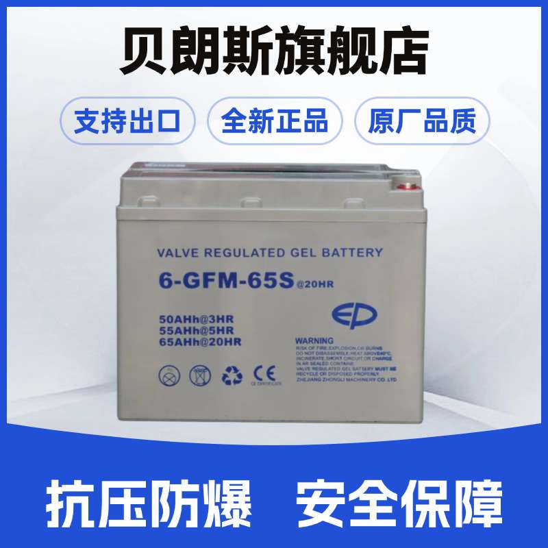 6-GFM-65S托盘车电池12V65Ah EP中力叉车小金刚蓄电池厂家