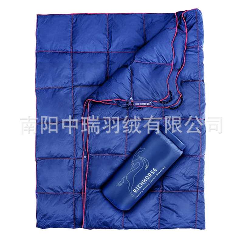 源头工厂直销羽绒毯露营便携旅行毯保暖90鸭绒填充防水尼龙羽绒毯
