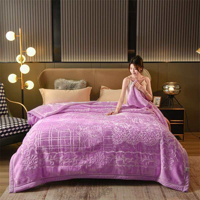 双层双面红色拉舍尔毛毯婚庆结婚压花毯特厚10斤红毯大毛毯子