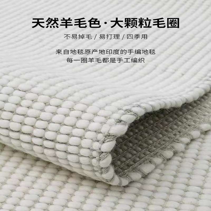 印度原装进口羊毛地毯纯手工编织无胶沙发毯法式高端简约客厅地毯