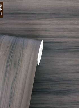 深灰色装饰木纹自粘墙纸3D立体家具翻新贴橱柜导气槽波音软片贴纸