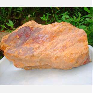 9.3斤22*38*10CM黄神木石图纹叶腊石原石料篆刻印章摆件雕刻石料