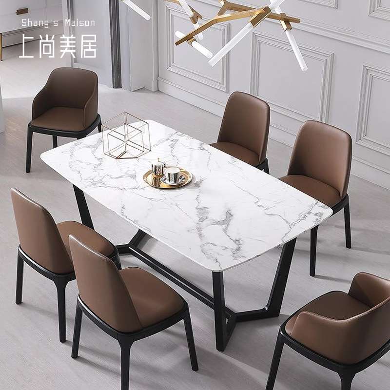 北欧风格休闲桌椅创意卧室岩板餐桌组合轻奢餐椅售楼处高档接待椅