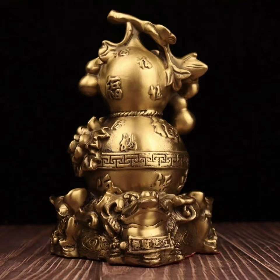 铜葫芦摆件纯铜金蟾百福聚来葫芦家居玄关办公室装饰福禄字葫芦T