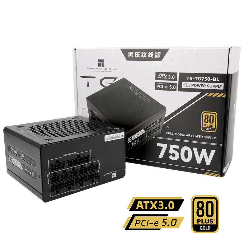 利民TR-TG 750-BL压纹线版金牌全模组台式电脑机箱电源 额定750W