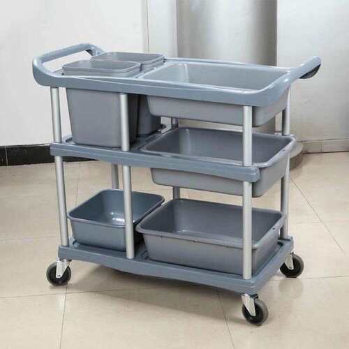 厂家塑料餐车收集车酒店手推服务车plastic collection trolley
