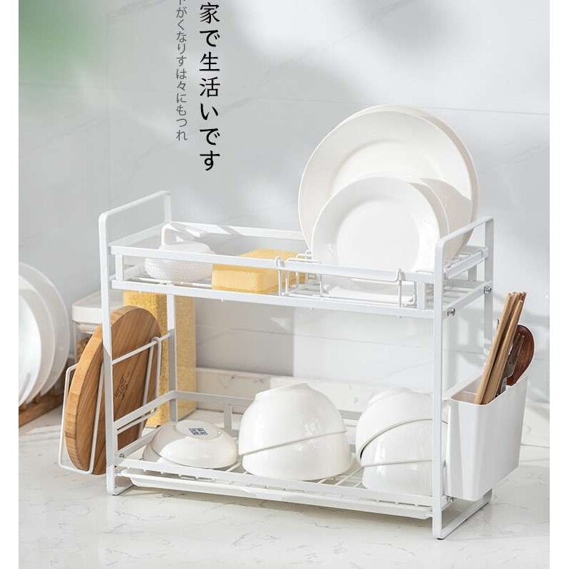 双层沥水篮可移动厨房收纳碗碟架调料筷子筒日式置物架家用