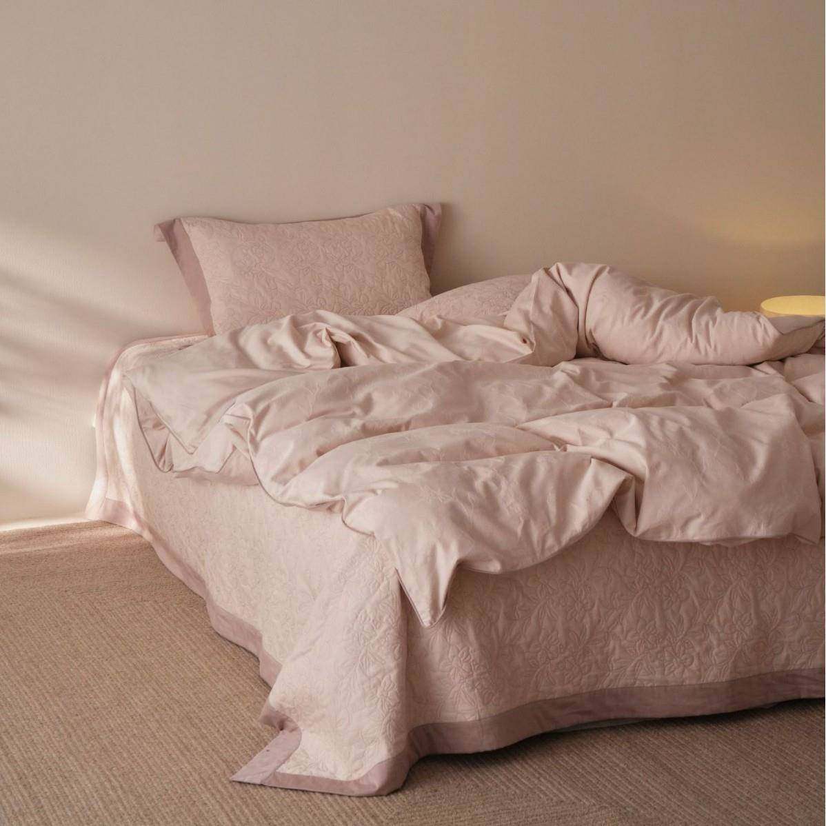 A类裸感提花丨床盖三四件套纯棉全棉绗缝夹棉床单可水洗四季通用+