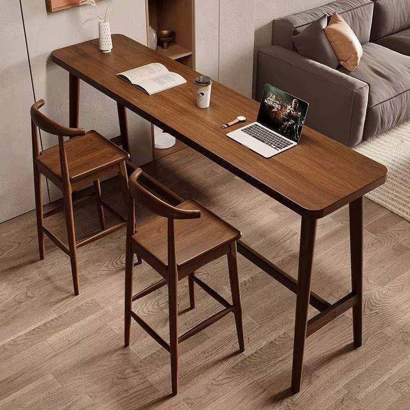 实木吧台桌椅组合阳台简约靠窗高脚家用小户型酒吧靠墙条桌桌子