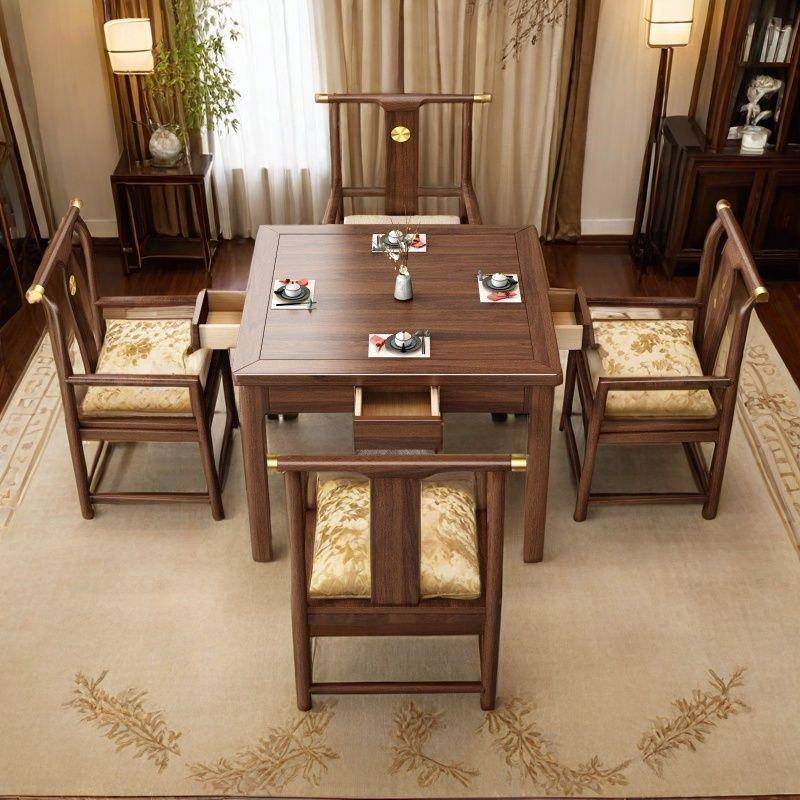 中式方桌八仙桌实木客厅棋牌多功能家用正方形小户型餐桌茶桌组合