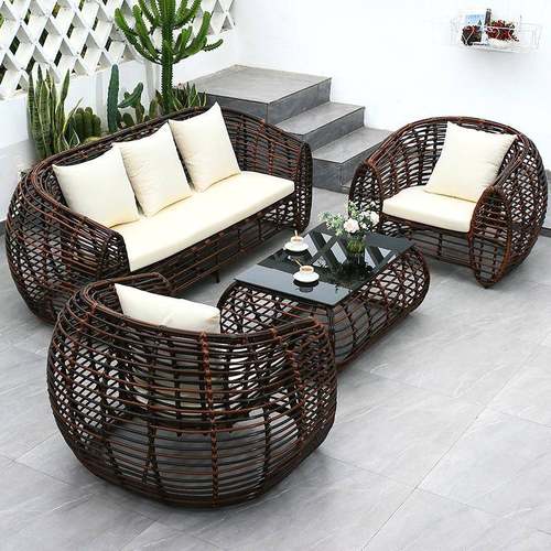 户外沙发别墅室外庭院藤椅家具套装阳台休闲简约现代客厅编藤茶几