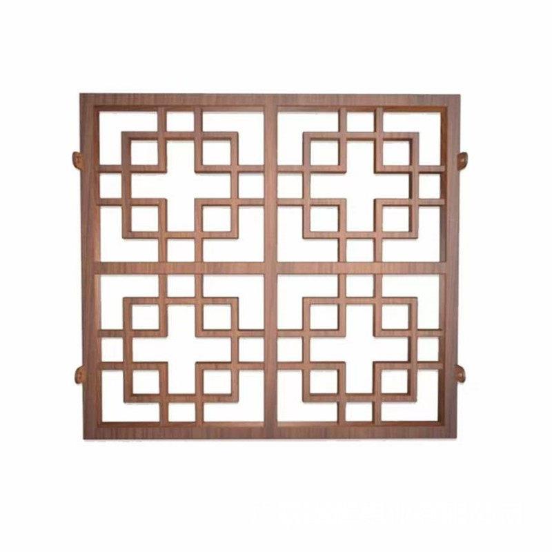 供应中式铝合金窗花格栅烤漆焊接花窗格仿古木纹铝窗花防盗网栏杆