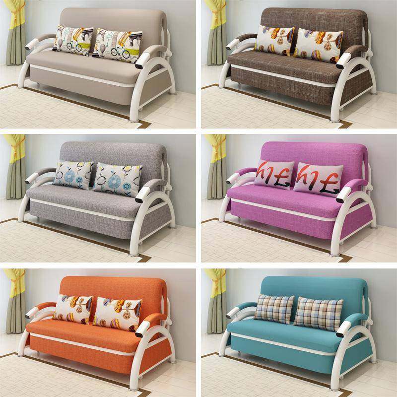 单人布艺小户型双人客厅两用坐卧乳胶多功能沙发床可折叠米色灰色