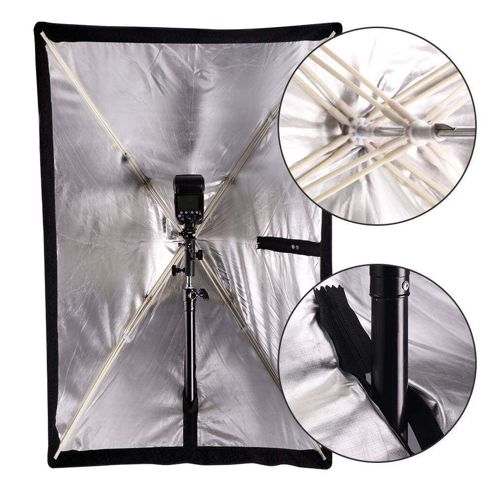 便携伞式矩形90*90cm闪光灯影室灯柔光箱栅柔光罩摄影灯箱摄影棚
