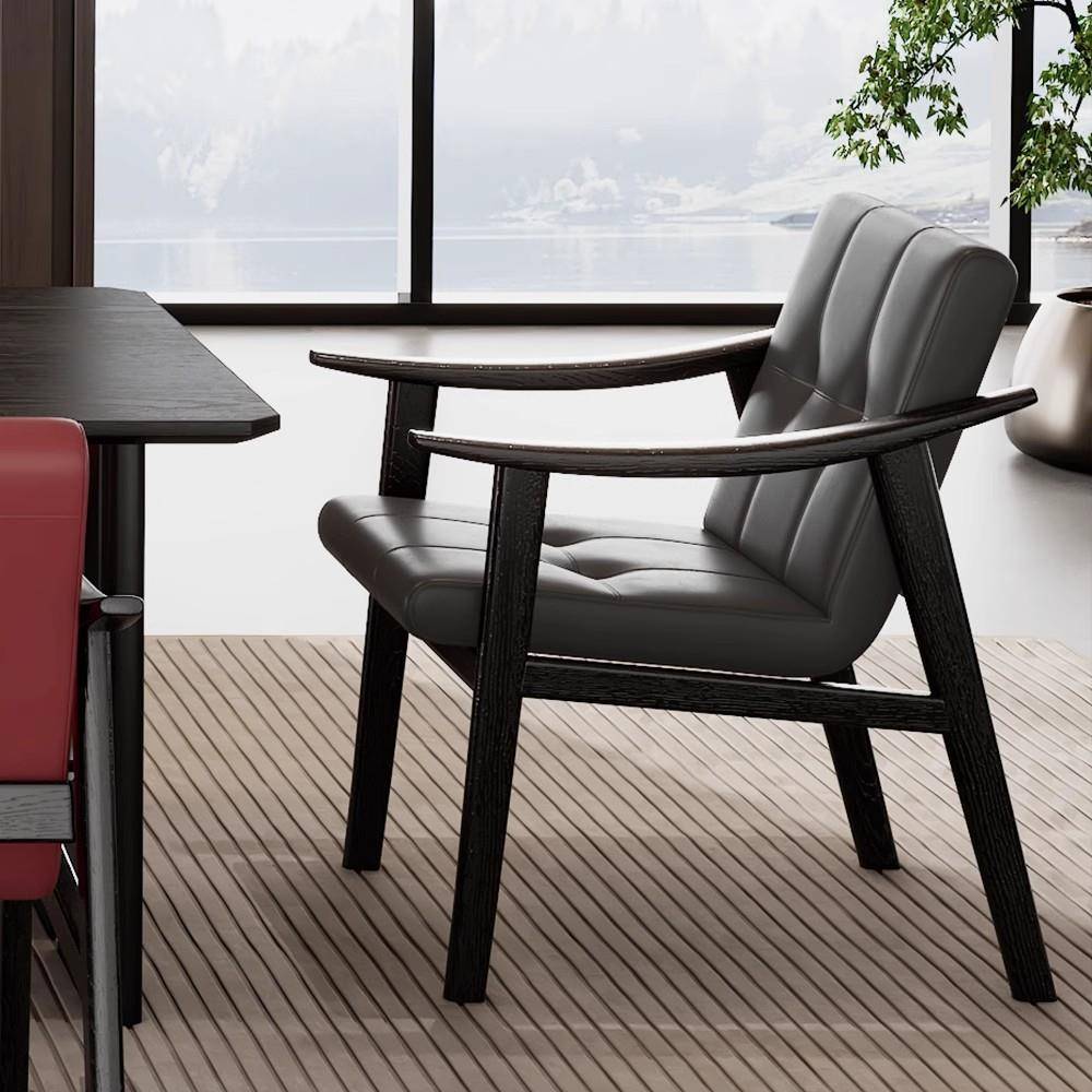 实木靠背椅现代简约休闲椅阳台桌椅客厅洽谈接待椅办公椅书桌椅子