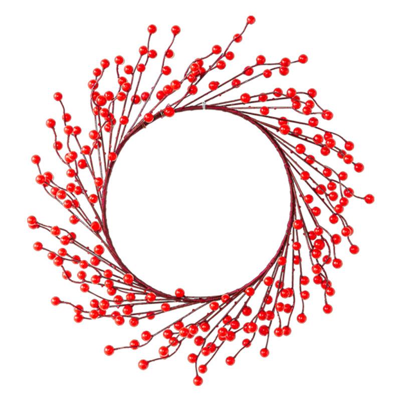 圣诞节装饰品红色浆果花环藤圈藤条新年装饰门窗挂件节日布置
