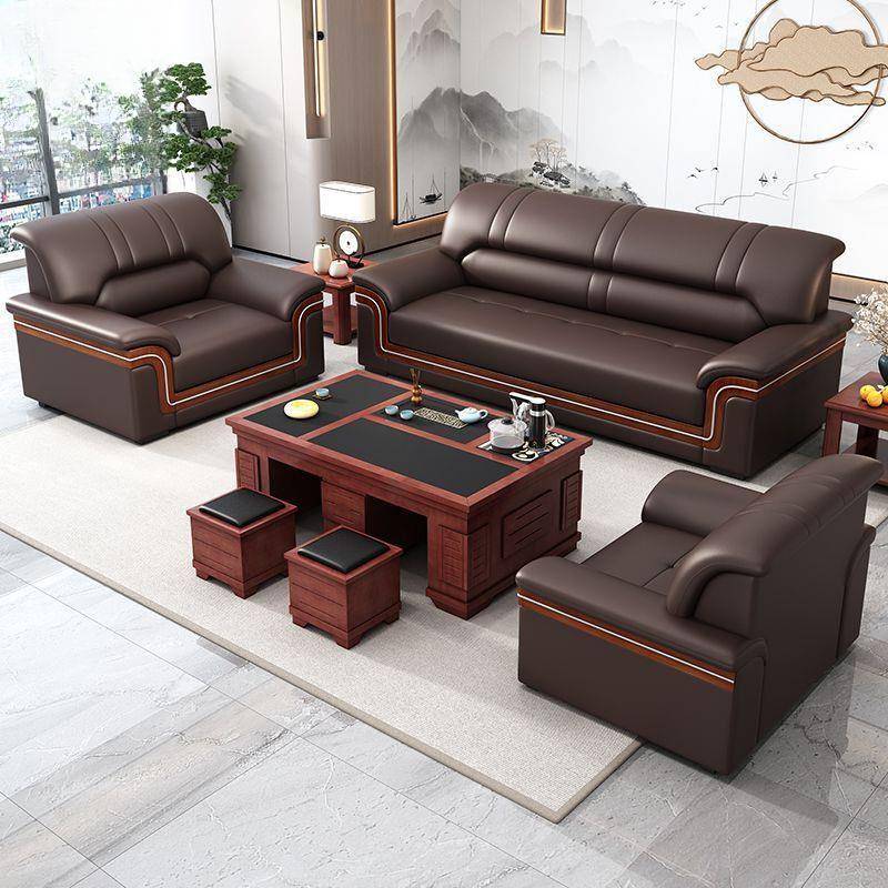 现代简约办公沙发高档家居家具客厅接待简易三人位办公室茶几组合