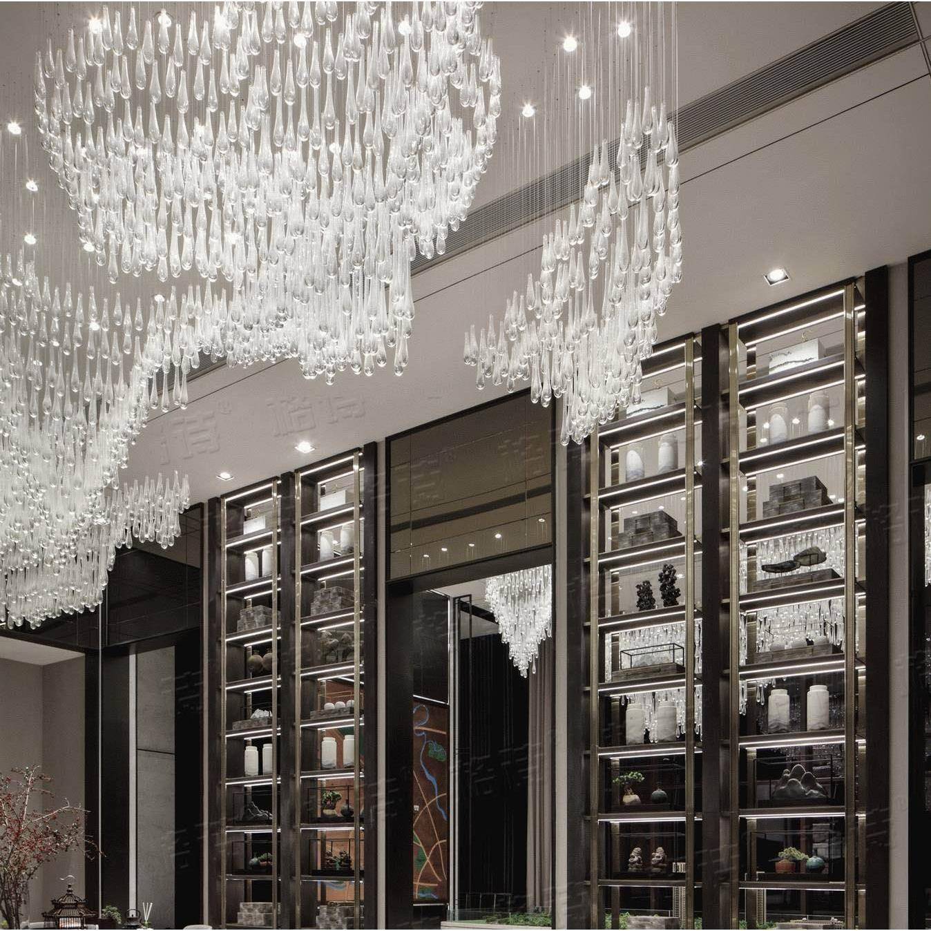 非标工程售楼部沙盘大吊灯复式楼别墅楼梯中空大厅轻奢水晶灯具