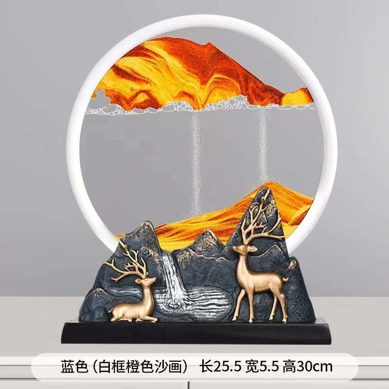 现代桌面创意3D沙漏流沙画摆件玄关书房客厅办公室店铺茶室装饰品