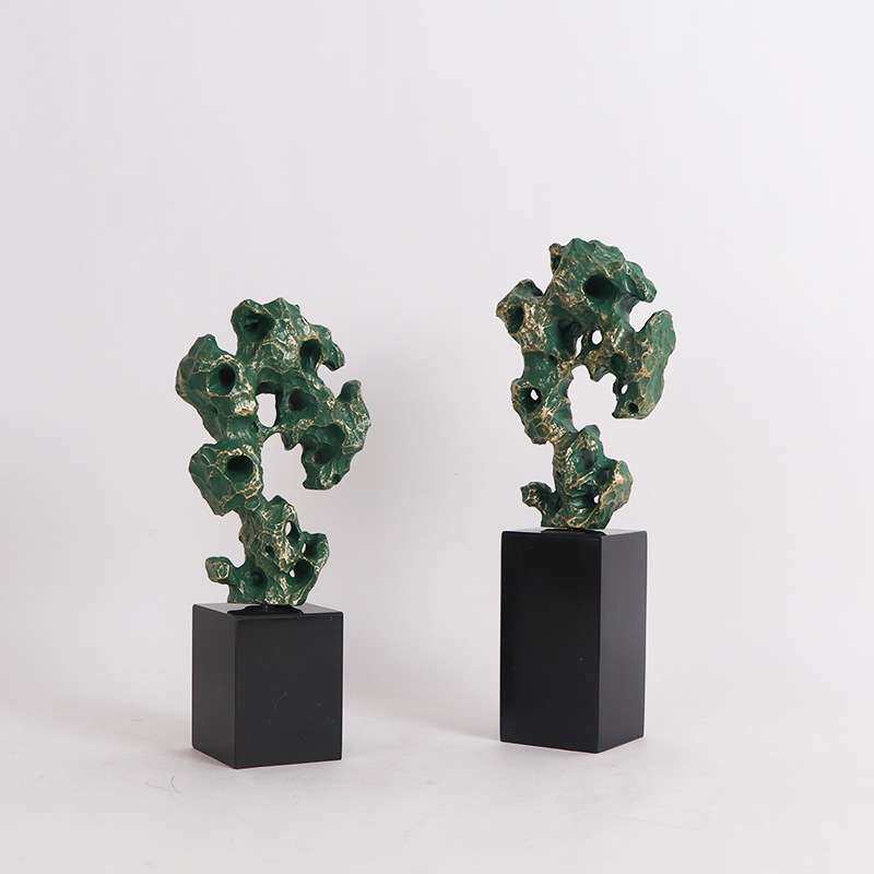 新中式树脂太湖石禅意摆件展厅售楼处大堂隔断书柜展架桌面饰品