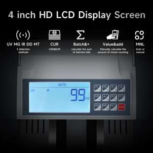 Money Counter Machine Pro 2.0 双电机,美元欧元 MT/UV/MG/IR/DD