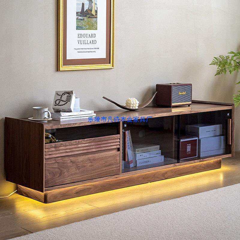 北欧黑胡桃实木电视柜现代简约客厅小户型感应灯落地悬浮地柜,鲜花速递/花卉仿真/绿植园艺,割草机/草坪机,淘宝优惠券,粉丝福利购,淘宝优惠卷