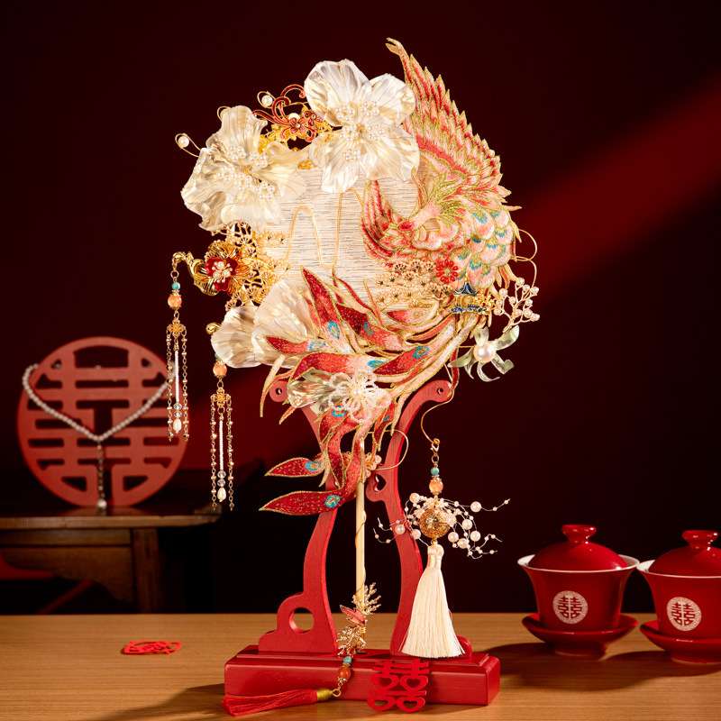 岚惠新娘结婚中式手工扇秀禾服成品手持婚扇出嫁朋友闺蜜送礼成品