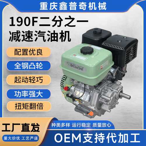 190F二分之一减速四冲程汽油机发动机内燃机动力低转速高扭矩