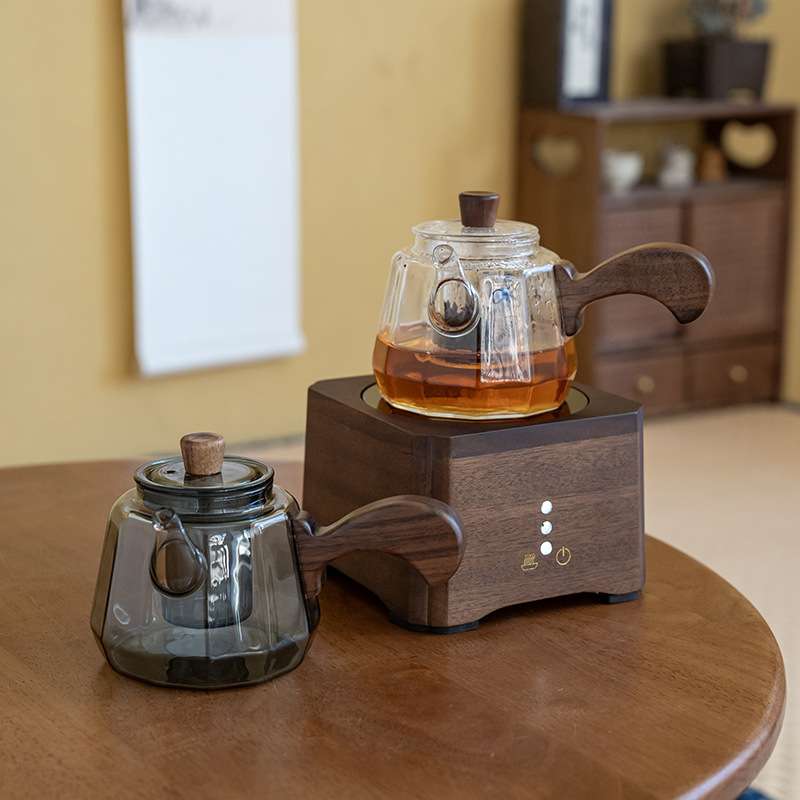 侧把煮茶壶玻璃茶壶八角玲珑壶电陶炉茶壶围炉煮茶高硼硅玻璃茶壶