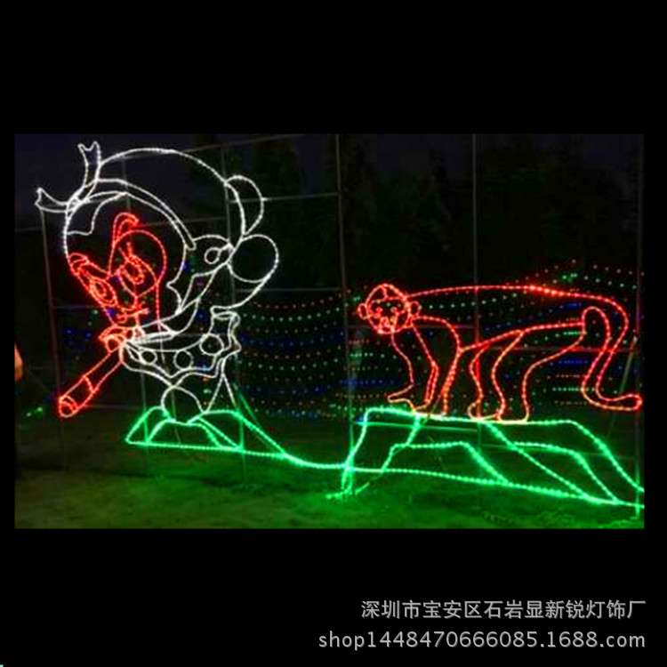 led平面动物灯户外城市亮化装饰图案灯猴子金箍棒老虎鹿龙造型灯