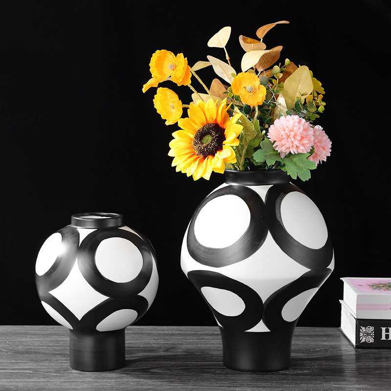 创意北欧黑白条纹插花简约陶瓷花瓶家居桌面软装样板间饰品摆件,3C数码配件,USB灯,淘宝优惠券,粉丝福利购,淘宝优惠卷
