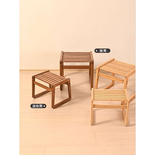 祥福迷你凳子竹椅子竹凳子家用天然老式竹田园复古成人儿童小方凳