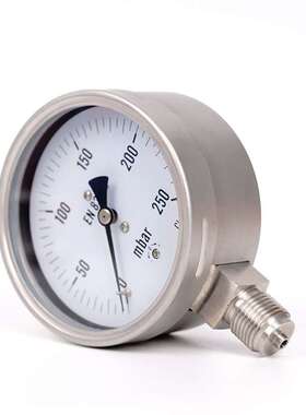 现货不绣钢压力表防震 螺纹式气压油压水压液压表0-250mbar