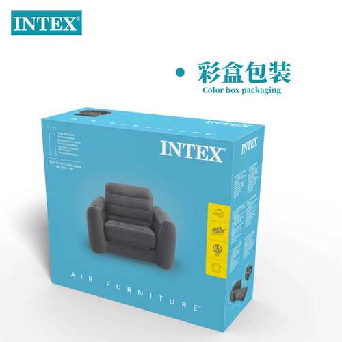 充气沙发INTEX方形单人沙发办公室充气折叠床居家客厅充气座椅