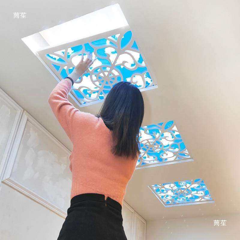雕花板定.制pvc花格镂空中式背景装饰实木隔断客厅造型吊顶通定.