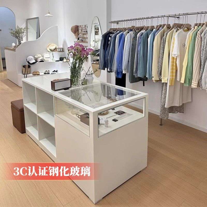 SJN服装店中岛桌展示台边柜储物柜烤漆装饰柜摆件展台陈列展示桌