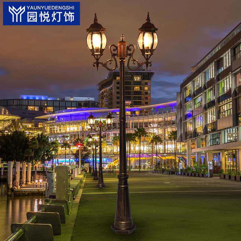 双头路灯户外小区庭院别墅景观防水灯高杆复古led家用室外欧式灯