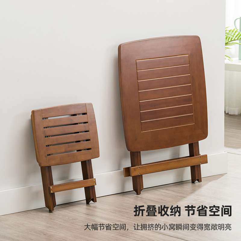 小折叠方桌子正方形楠竹实木吃饭桌折叠桌餐桌简易家用阳台折叠桌