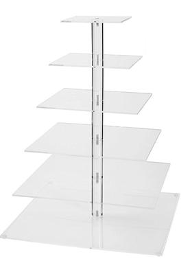 方形透明6层亚克力蛋糕架展示架 婚礼水果甜点展示架cake stand