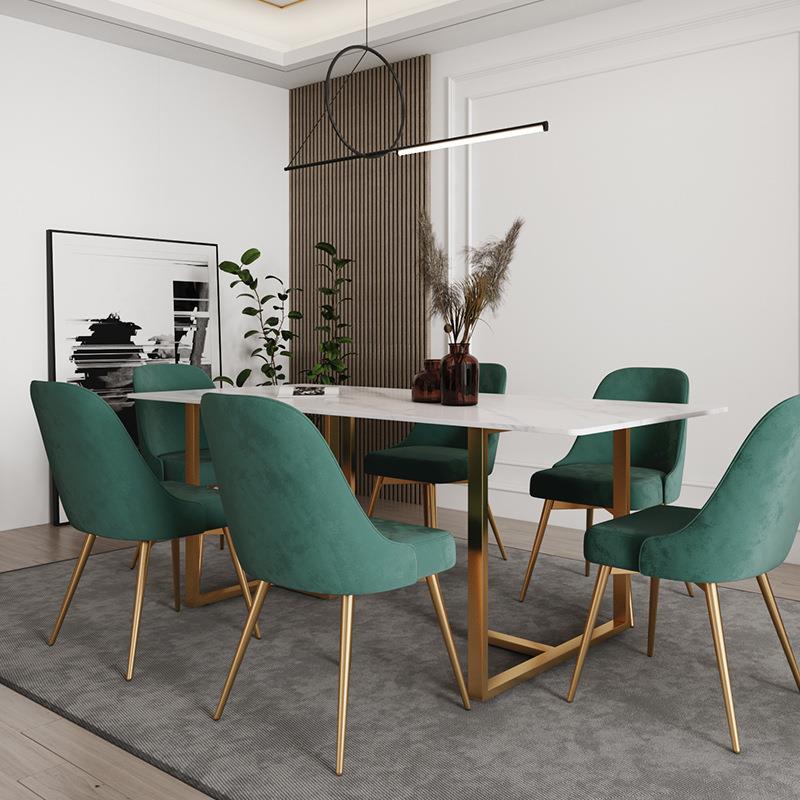 轻奢经典大理石桌椅组合岩板餐桌长方形家用小户型现代简约