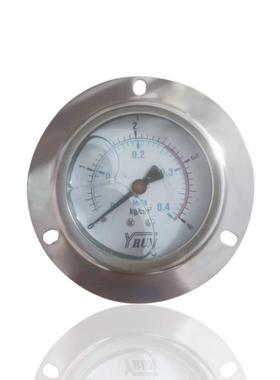 YRUN油润不锈钢压力表轴向带前边埋入式崁入式YBN63ZT 4KG/0.4MPA