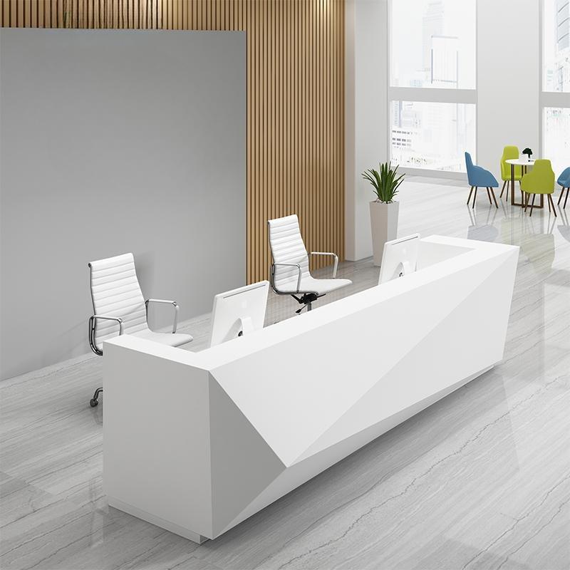 公司前台简约现代烤漆异形接待台咨询吧台创意迎宾收