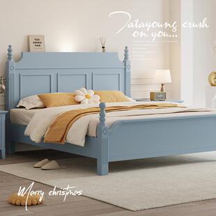 出租房用双人床白蜡木实木床北欧大床全实木床加床垫一米五实木床