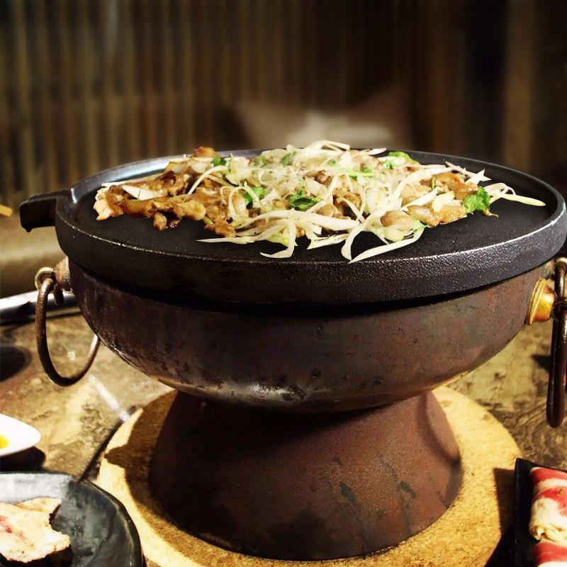 铸铁无涂层北京炙子烤肉盘烧烤盘户外旅行野营野餐配件商用31