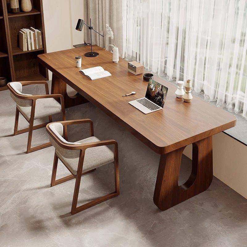 实木大长书桌简约现代客厅学习阅读写字桌家用办公电脑桌长桌子