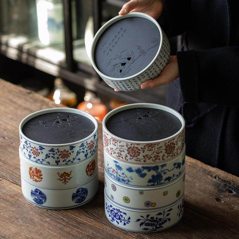 仿古青花釉里红高端储水壶承干泡台养壶垫茶承壶托盖碗底茶具配件