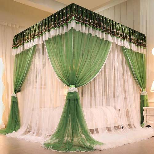 刺绣双层帐纱落地加厚加粗不锈钢宫廷蚊帐双人床1.5米/1.8m防蚊