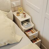 迷你实木床头柜奶油夹缝柜置物架系乐公窄边小型分床边柜20极窄风