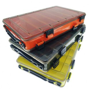 路亚饵盒双面木虾盒鱼具渔具假饵路亚盒海钓塑料鱼饵收纳盒带提手